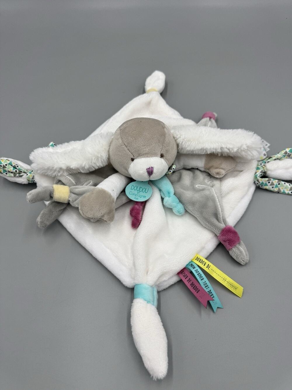 Doudou Baby Puppy Dog Lovey Plush Security Blankey Knotted Corners